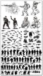 Modern soldiers and weaponry vectors