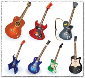 Music instruments guitar vectors