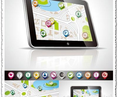 Navigation map and icons vector