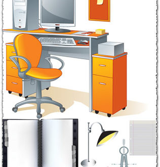 Office furniture and elements vectors