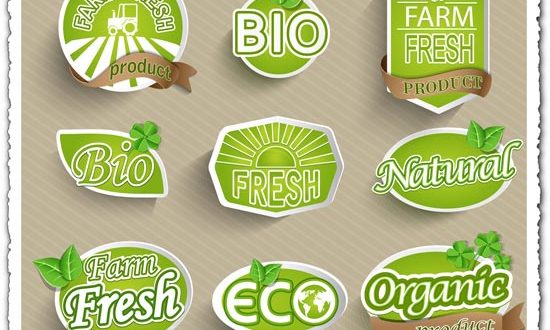 Organic food eco-labeling vector