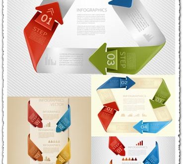 Origami label with icons vector