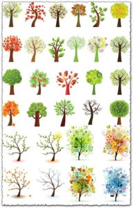 Ornamental trees vector illustrations