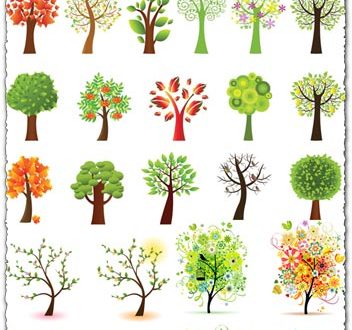 Ornamental trees vector illustrations