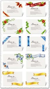 Paper cards with ribbons templates
