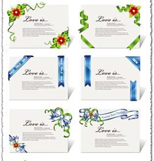 Paper cards with ribbons templates