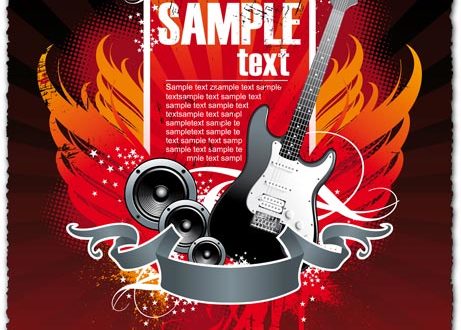Party vector with guitar design banner