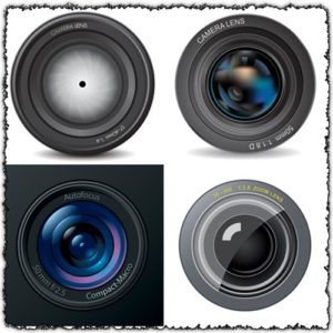 Photo camera lens vectors