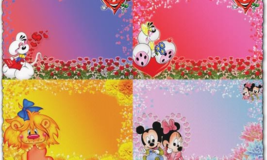 Photoshop cartoon backgrounds with hearts and flowers