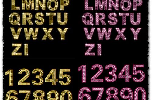 Pink and yellow diamond letters vectors