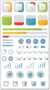 Progress bars icons and loaders vector