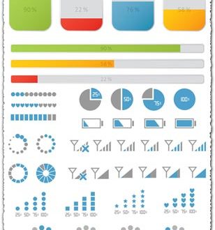 Progress bars icons and loaders vector
