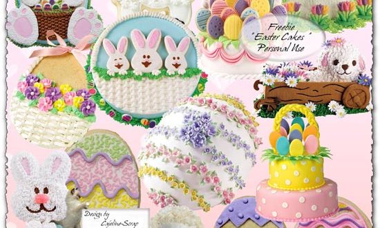 Easter with bunny and eggs png collection