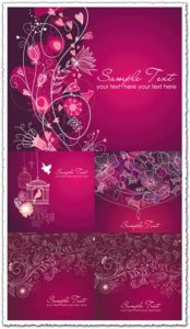 Purple wedding invitation vectors