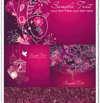 Purple wedding invitation vectors