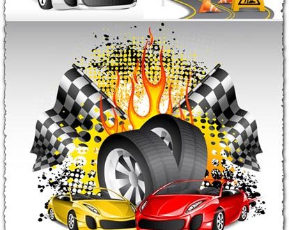Racing cars on the road vector concept