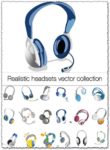 Realistic headsets vector collection