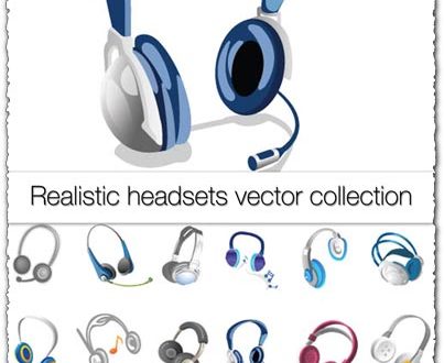 Realistic headsets vector collection