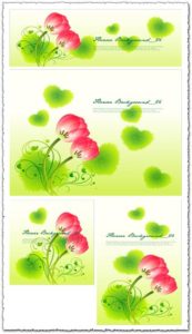 Red flowers with grass heart-shapes banners