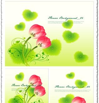 Red flowers with grass heart-shapes banners