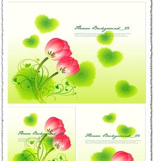 Red flowers with grass heart-shapes banners