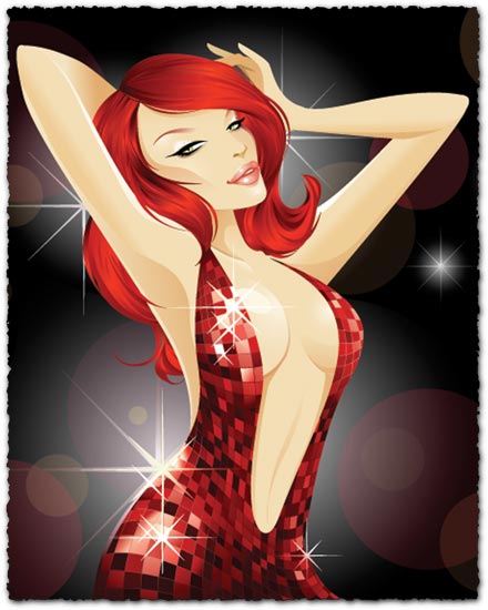 Redhead dancing girl vector