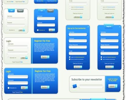 Register and login boxes, in eps vector format