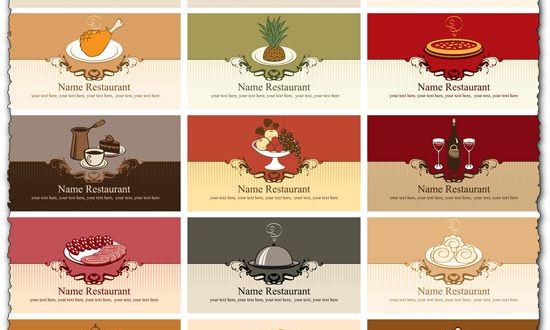 Restaurant business cards vector models