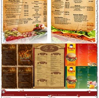 Restaurant menu cards design images