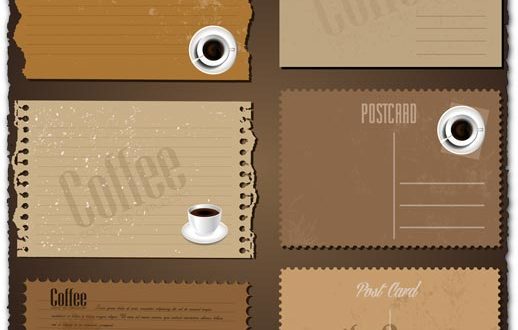 Retro coffee envelopes and letterheads vectors