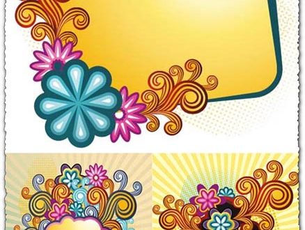 Retro flowers vector frames