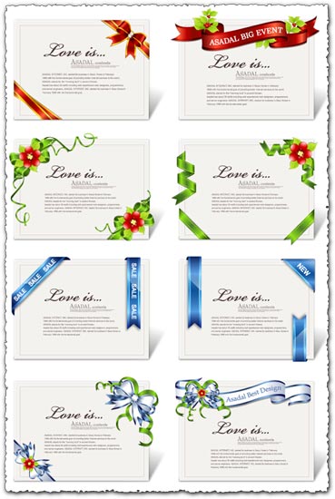 Ribbons design on cards or invitations vector