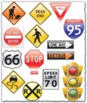Traffic light and road sign vectors