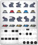 Roads and sport car shapes vectors
