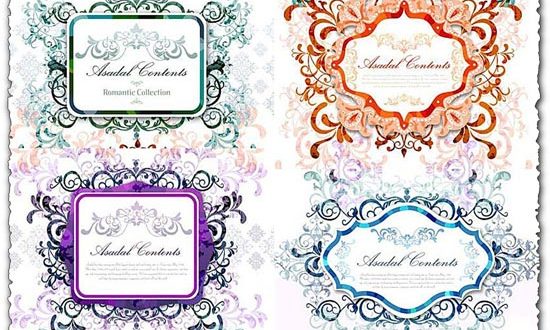Romantic decorative banner vectors