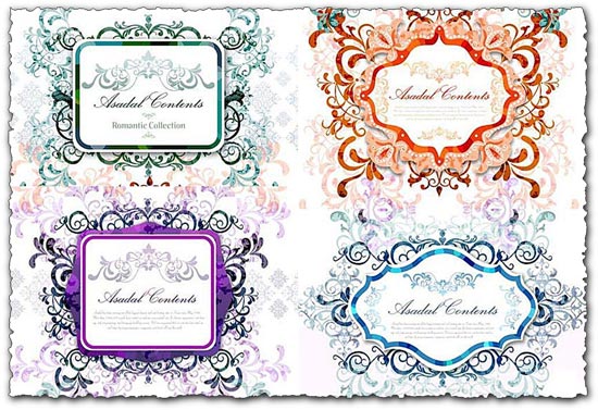 Romantic decorative banner vectors