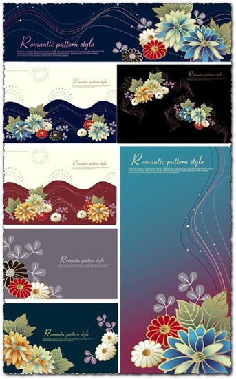 Romantic flower vector patterns