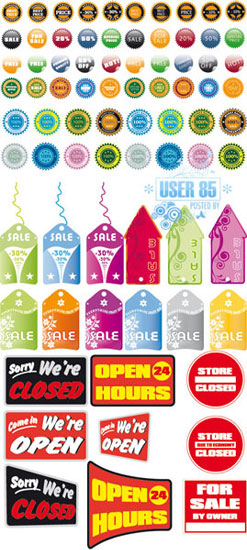 Sale stickers vector elements