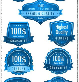 Satisfaction guarantee blue vector labels