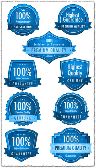 Satisfaction guarantee blue vector labels