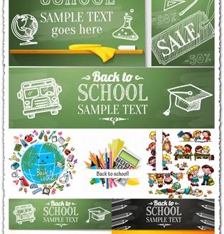 School education vector banners
