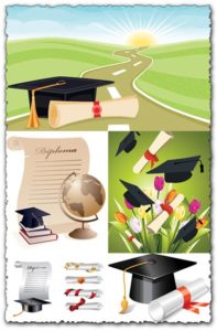 School graduation and diplomas vectors