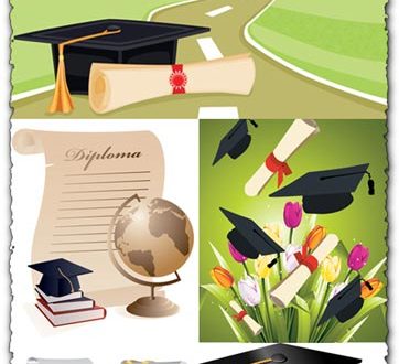 School graduation and diplomas vectors