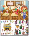 School, kids and vector elements