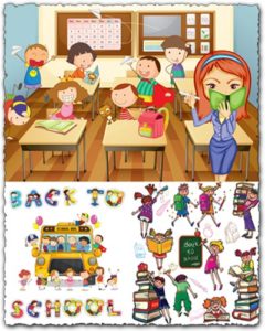 School, kids and vector elements