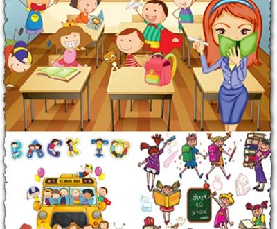 School, kids and vector elements