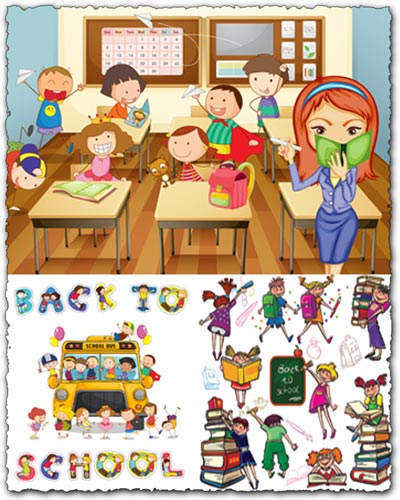 School, kids and vector elements