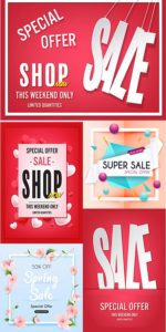 Seasonal promo sales vector banners