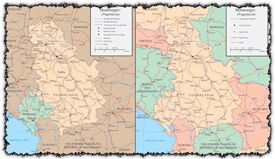 Serbia and Montenegro vector maps