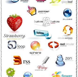 Shiny 3D vector icon set